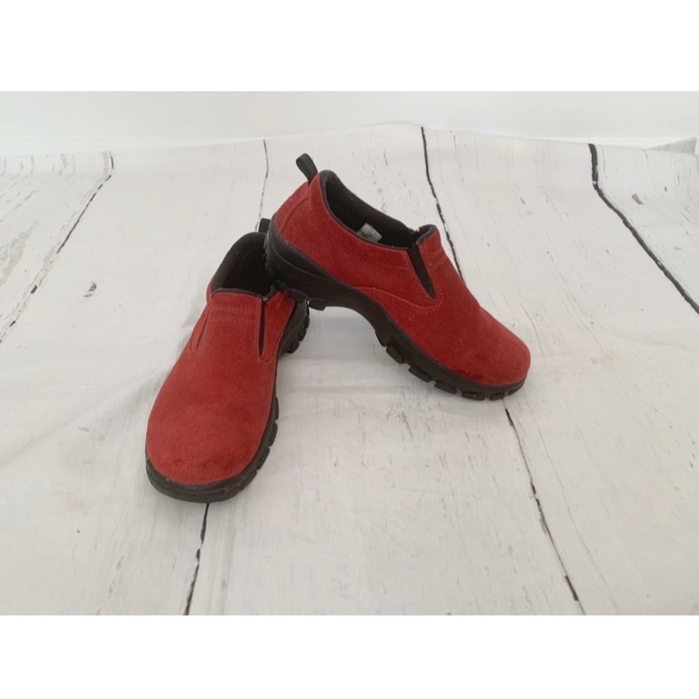 Lands End Red Suede Slip On Shoes Size 7